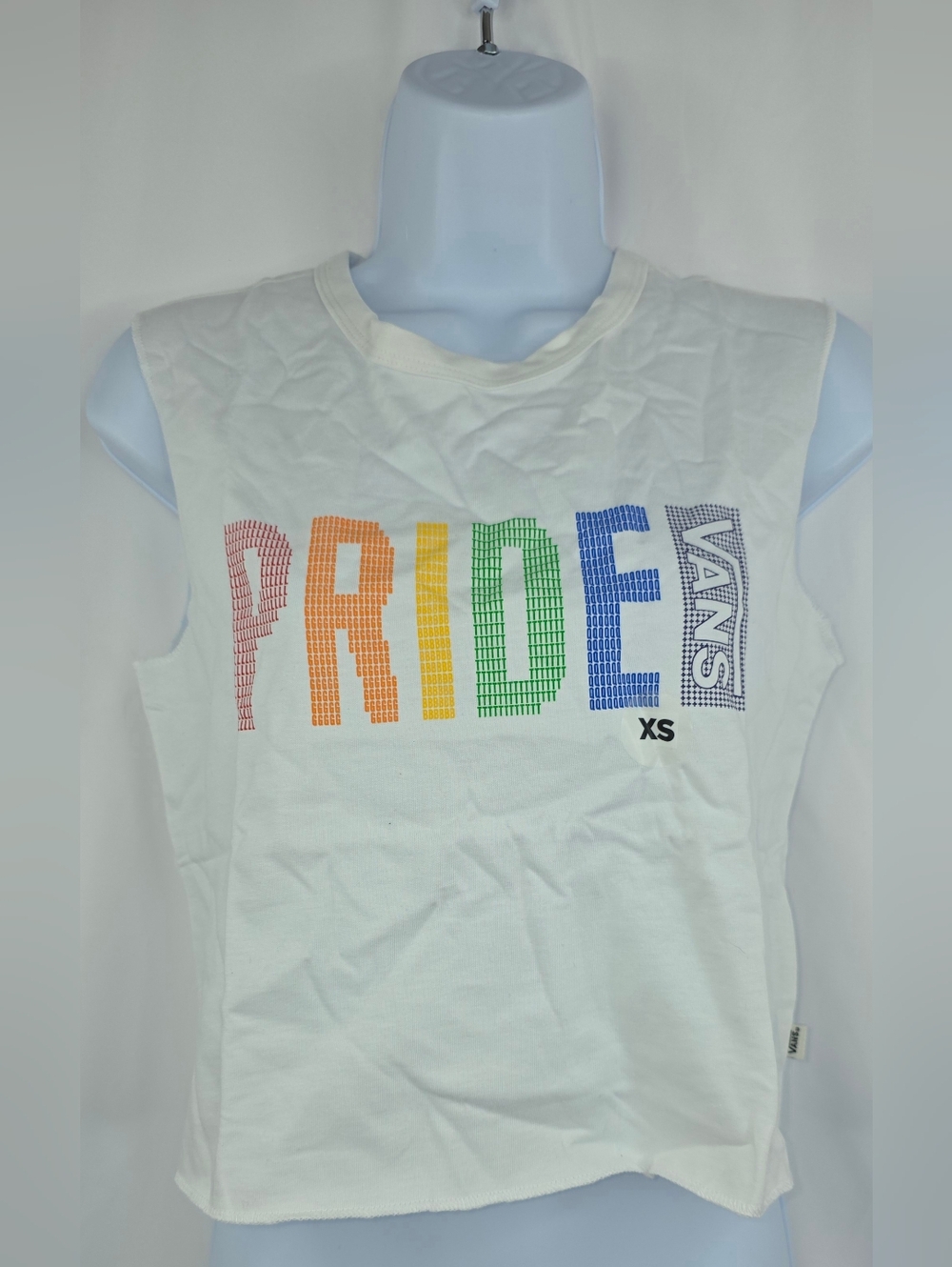 Vans Women's White PRIDE Rainbow Graphic Tank Size X-Small NWT Ai-3456